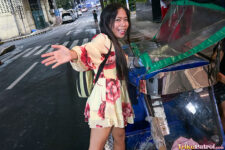 Chubby Pinay poses for camera next to trike