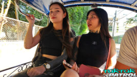 Thai babes ride a tuk tuk in Bangkok